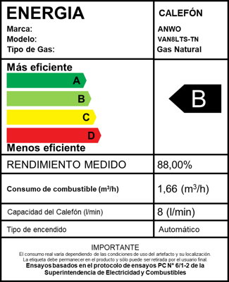 CALEFÓN ANWO 8 L/M HITECH HYDRO 16 TIRO NATURAL NG
